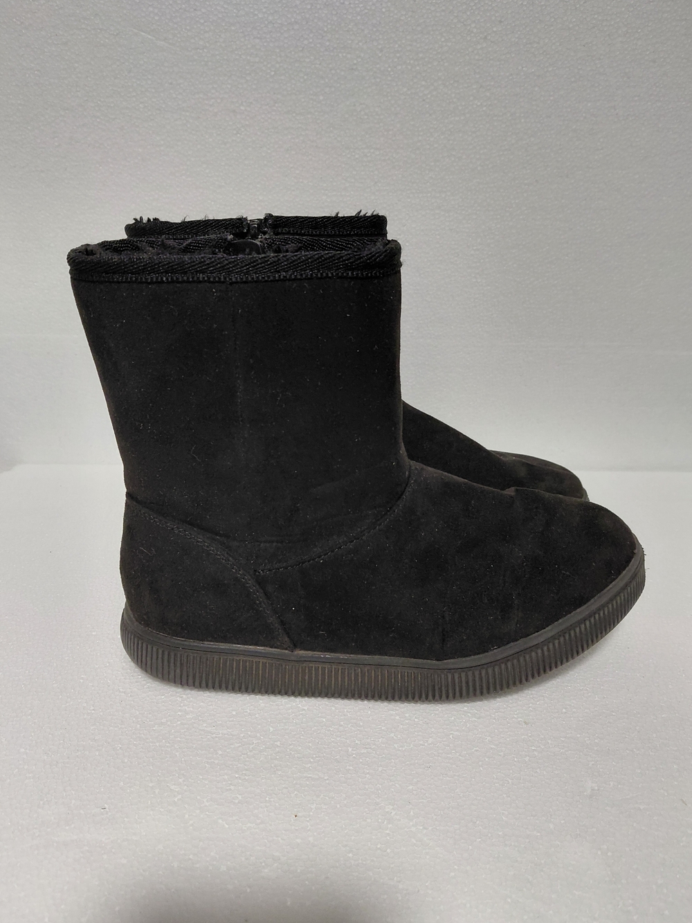Kids Black Suede Winter Boots